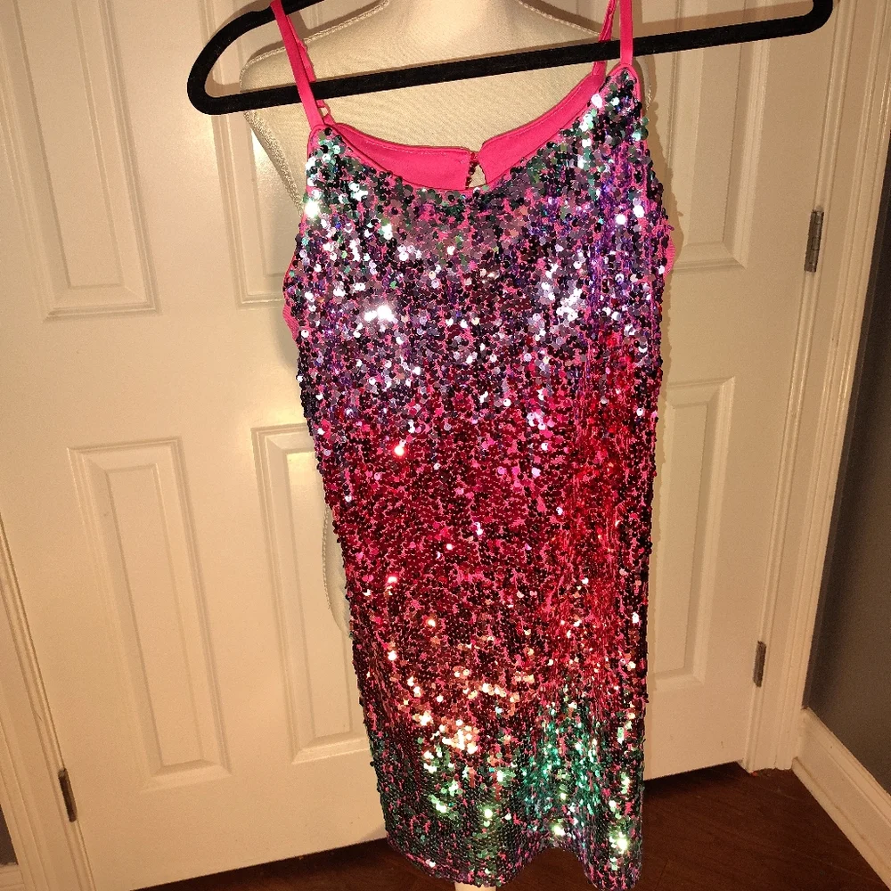 Girls Multicolor Sequin Ombre Party Dress‎